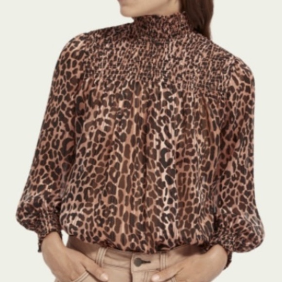Scotch & Soda Sheer Leopard Print Long Sleeve Top - Picture 14 of 14
